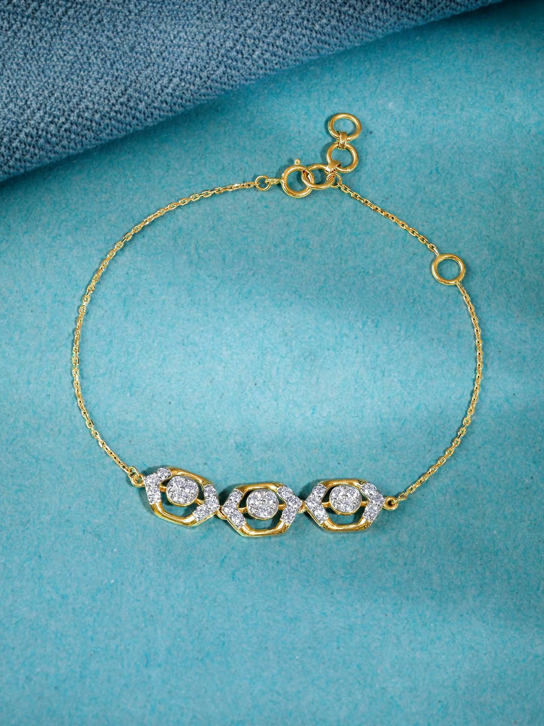 GIVA 18KT Gold Hexagon Glam Yellow Gold Lab Grown Diamond Bracelet-3.54 gms