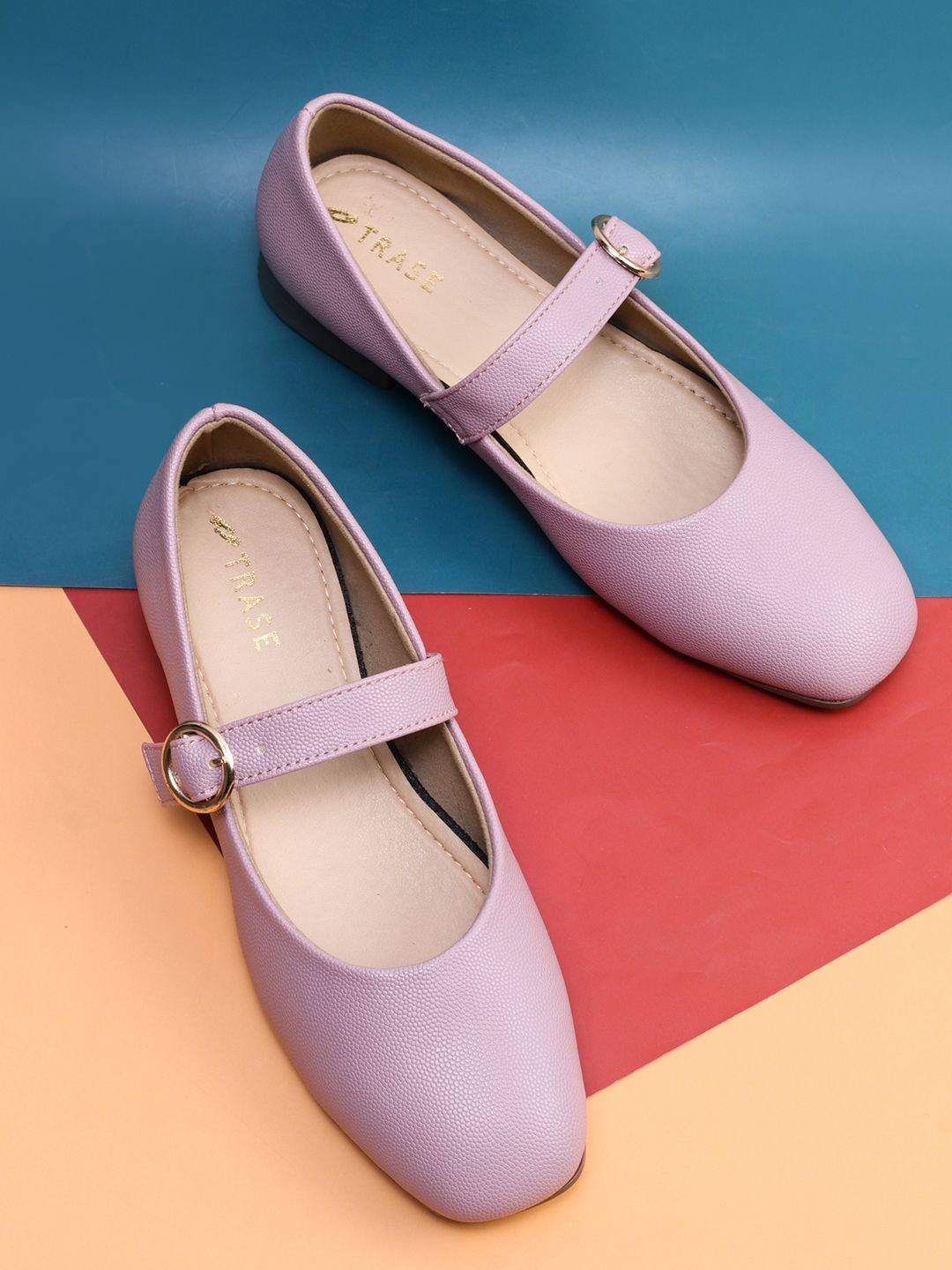 TRASE Charm Women Solid Buckles Mary Jane Flats