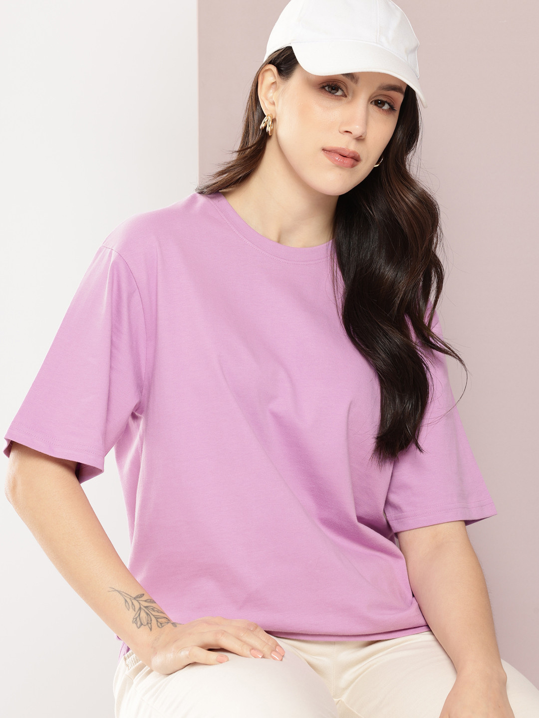 DILLINGER Womens Oversized Short Sleeve Plain Tshirt