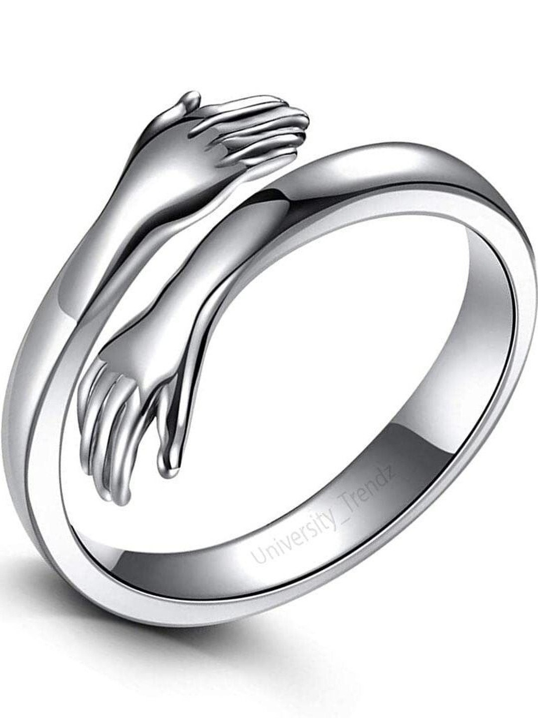 J.S ENTERPRISES Unisex Stainless Steel Hug Design Finger Ring
