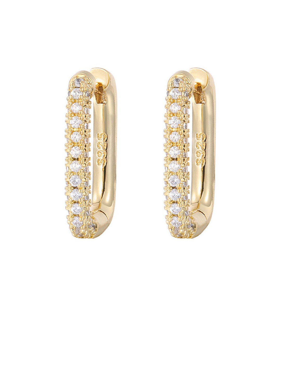ShopSiiri Luxe Gleam 925 silver Anti Tarnish Zircon Studded Hoop Earrings