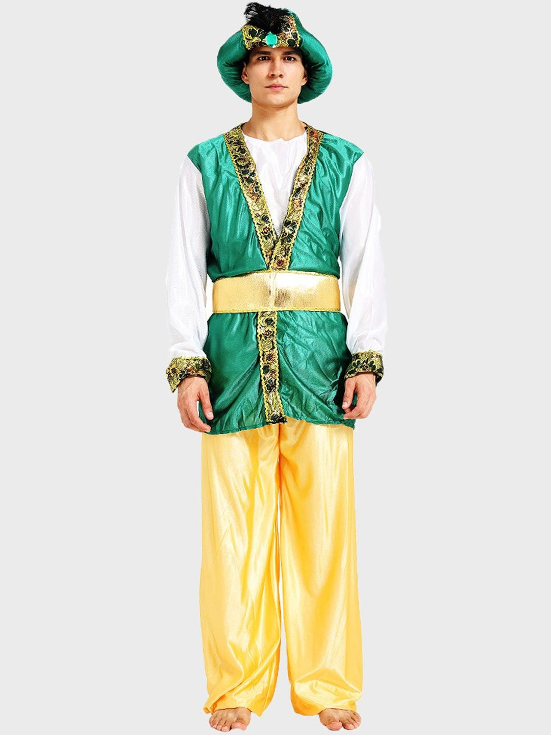 Little Surprise Box LLP Aladdin Gold & Green Halloween Costume Fancy Dress