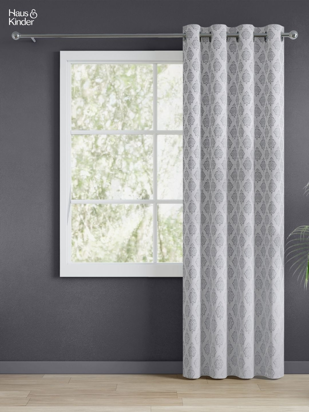 haus & kinder Grey Floral Room Darkening Door Curtain