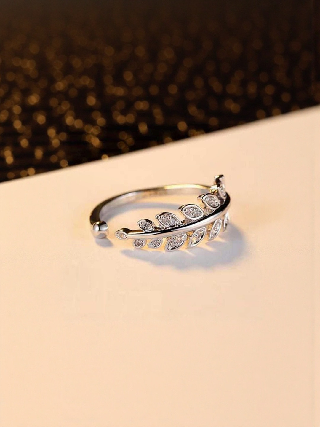 J.S ENTERPRISES Women Stainless Steel Leaf Design Finger Ring