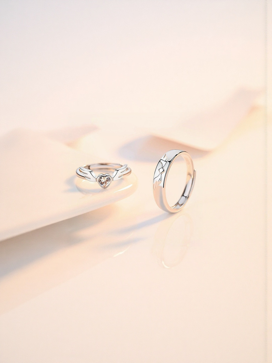 Teeragaj Set Of 2 Wing Matching and Stone Studded Adjustable Finger Rings