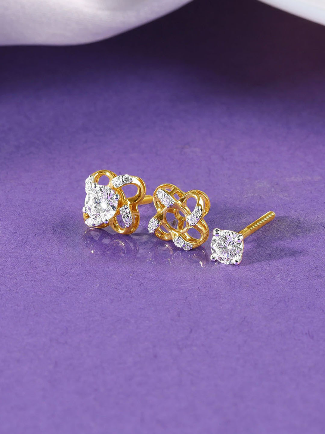 GIVA Gold Spring Promise Diamond Earrings-2.12 gms
