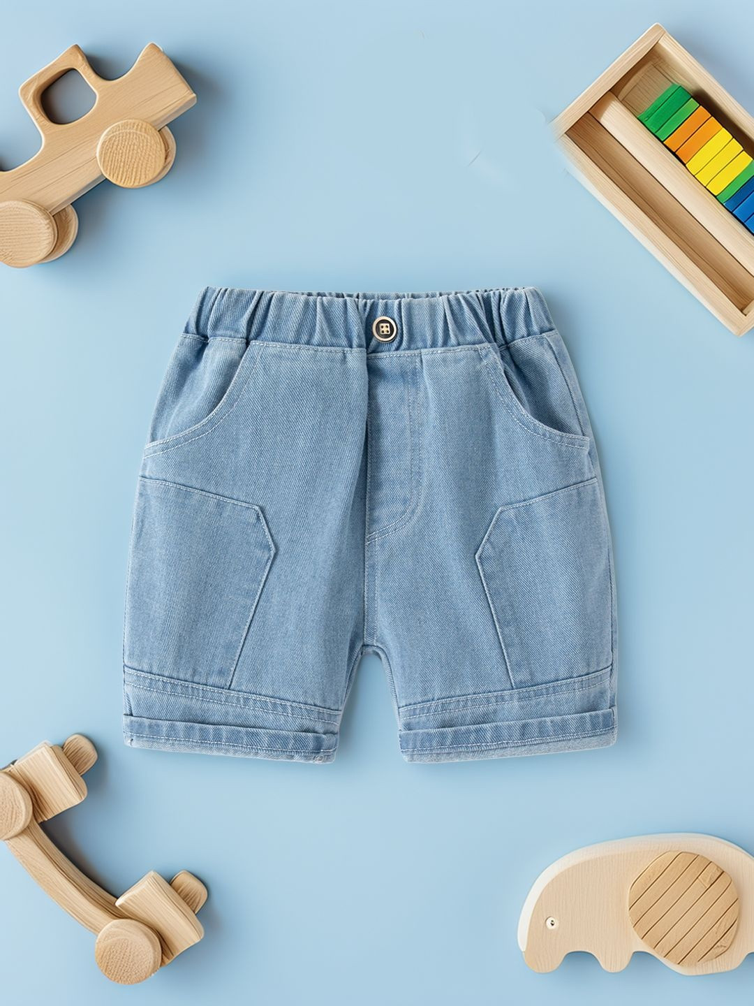 Xsole Boys Solid Below Knee Relaxed Fit Denim Shorts
