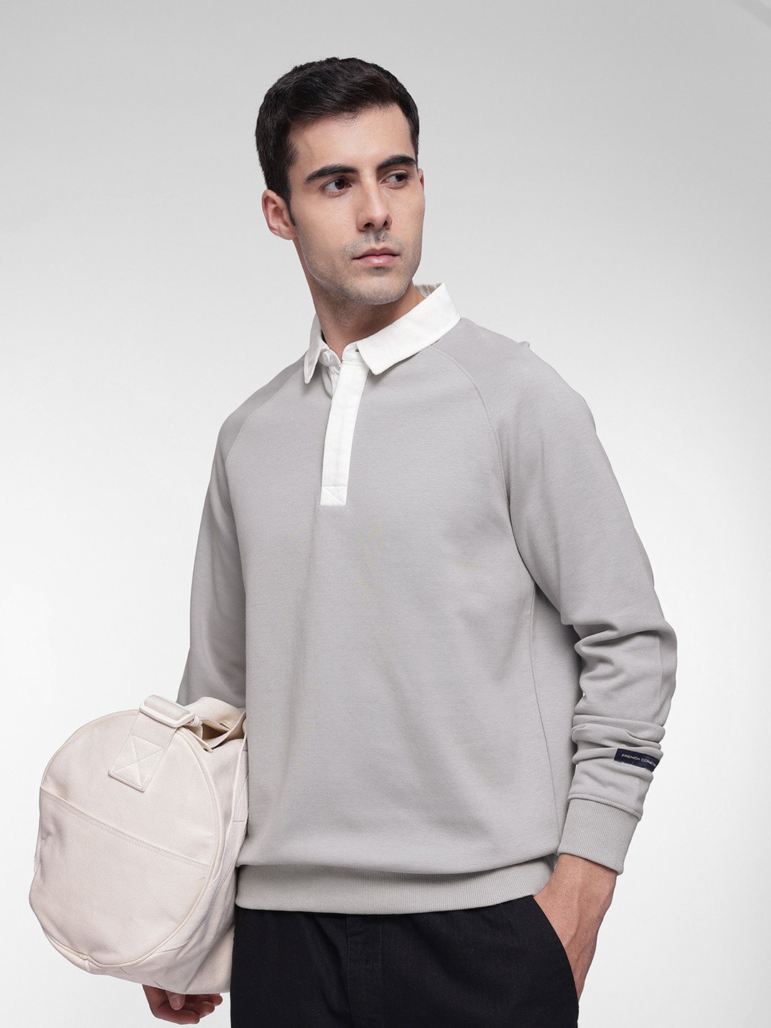 French Connection Shirt Collar Pullover Sweatshirt