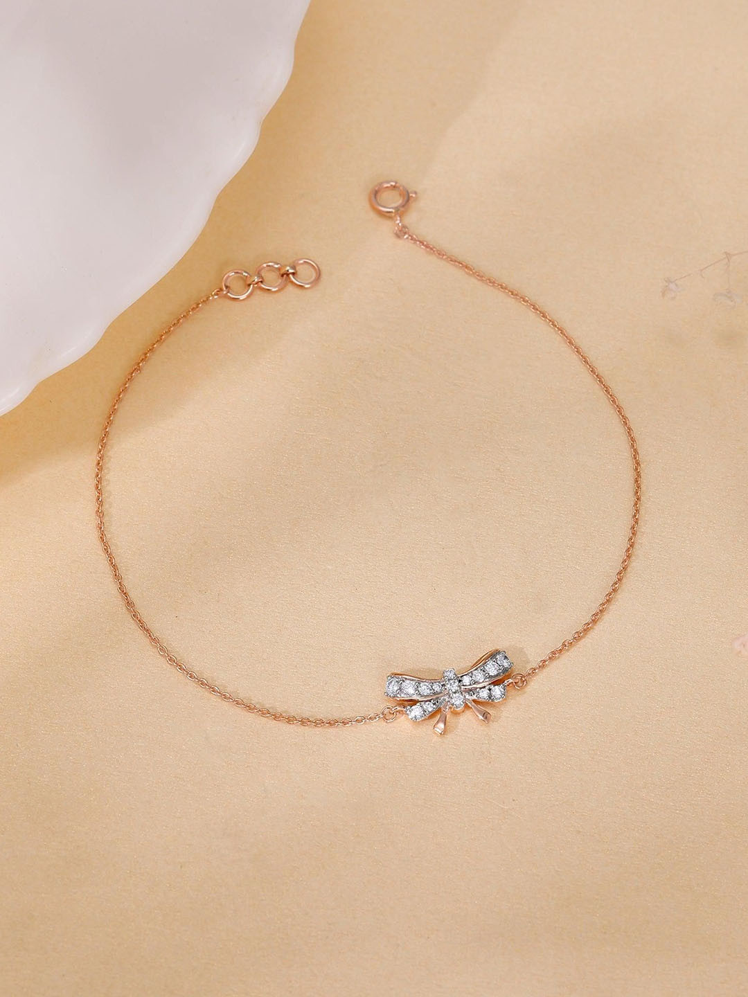 GIVA 18Kt Gold Bow Bracelet Diamond-1.49 gms