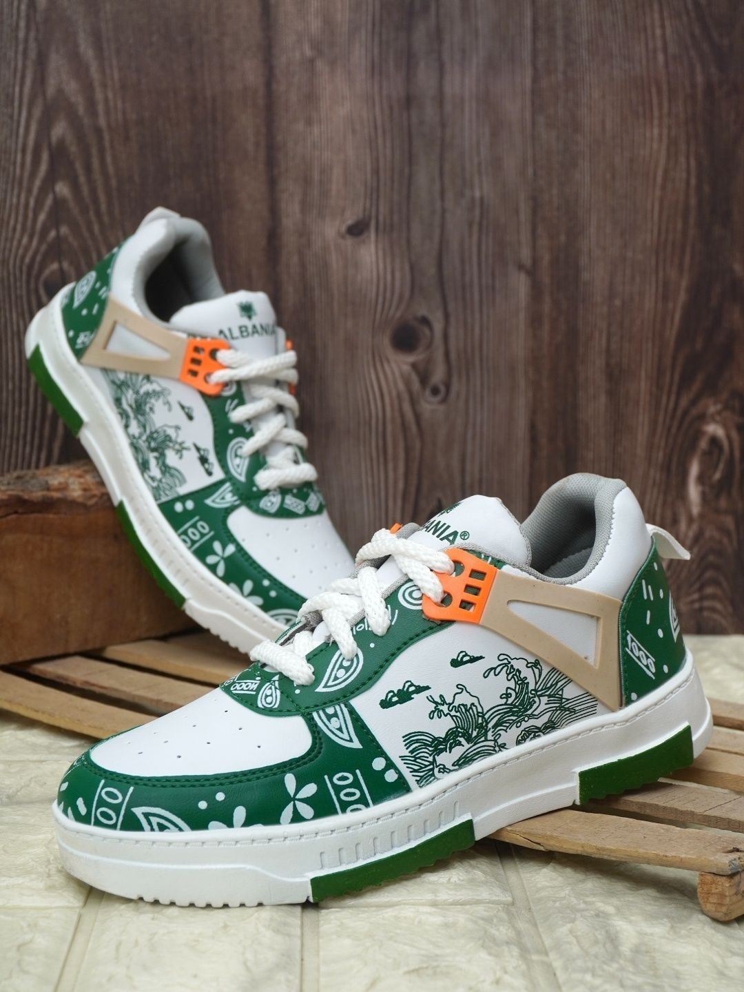 albania Men Printed Round Toe Lace-Ups Sneakers