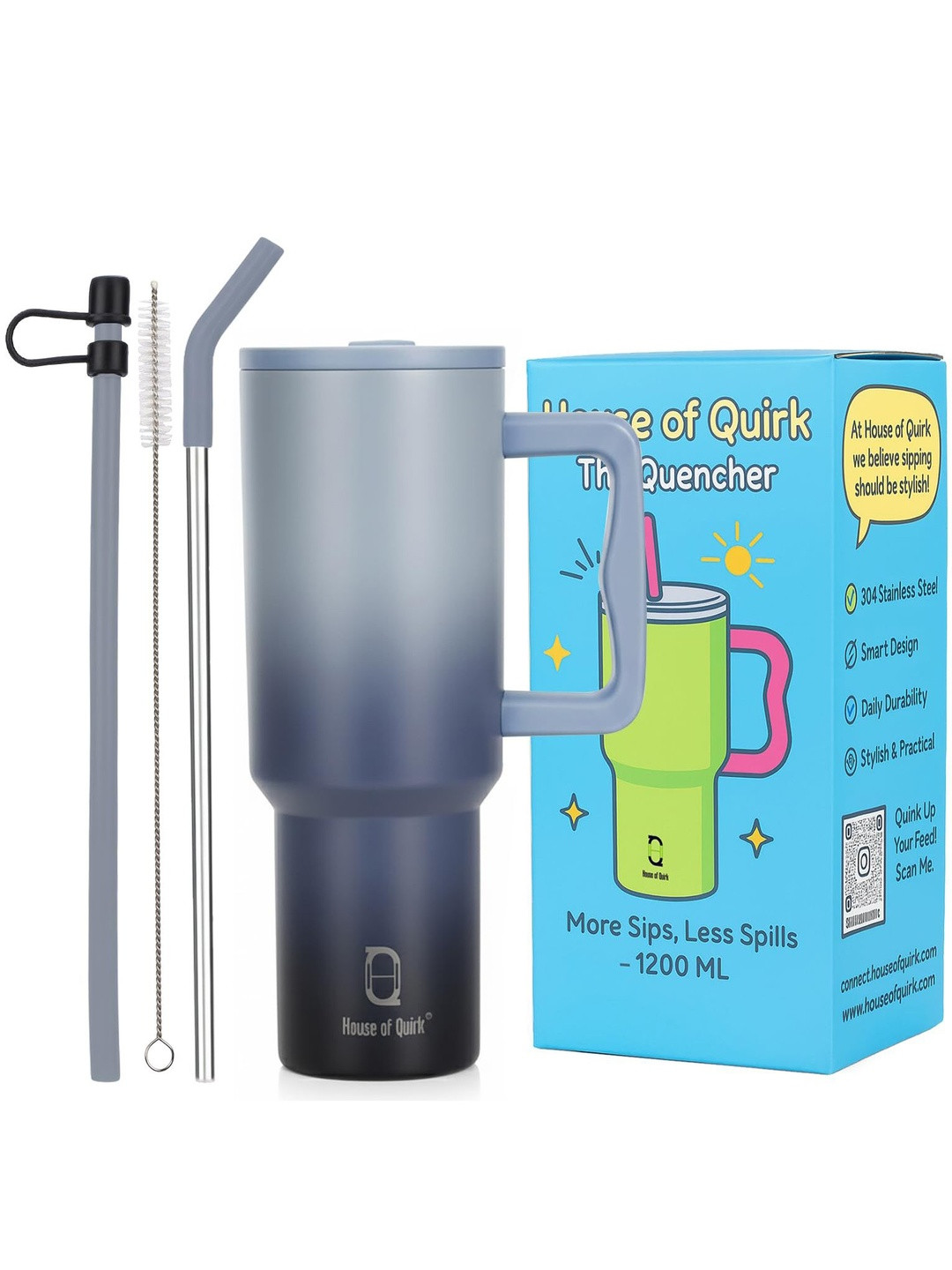 HOUSE OF QUIRK Grey Melange  Stainless Steel Tumbler 1.2 l