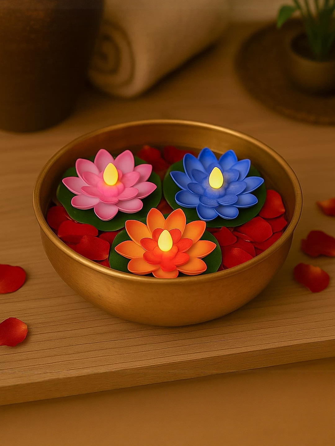 HINDCRAFT Multicoloured Set of 3 Flower Showpiece