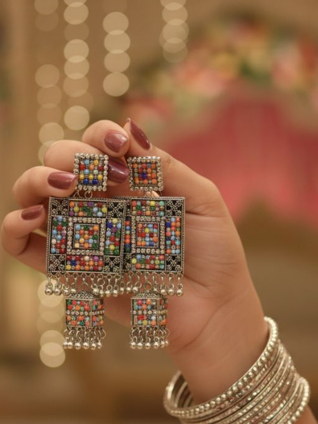 tulsi imitation Square Shaped Drop Earrings