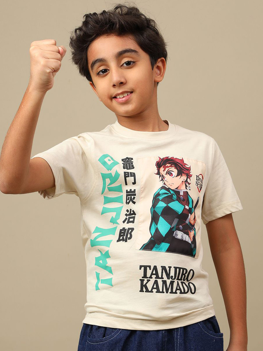 Kids Ville Boys Demon Slayer Printed Round Neck T-Shirt