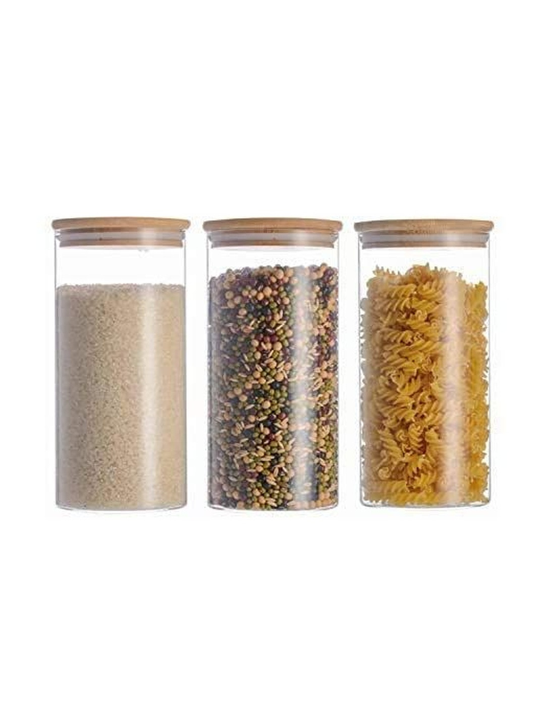 Virtuous 3 Piece Transparent Glass Air Tight Jar Container - 1200ml