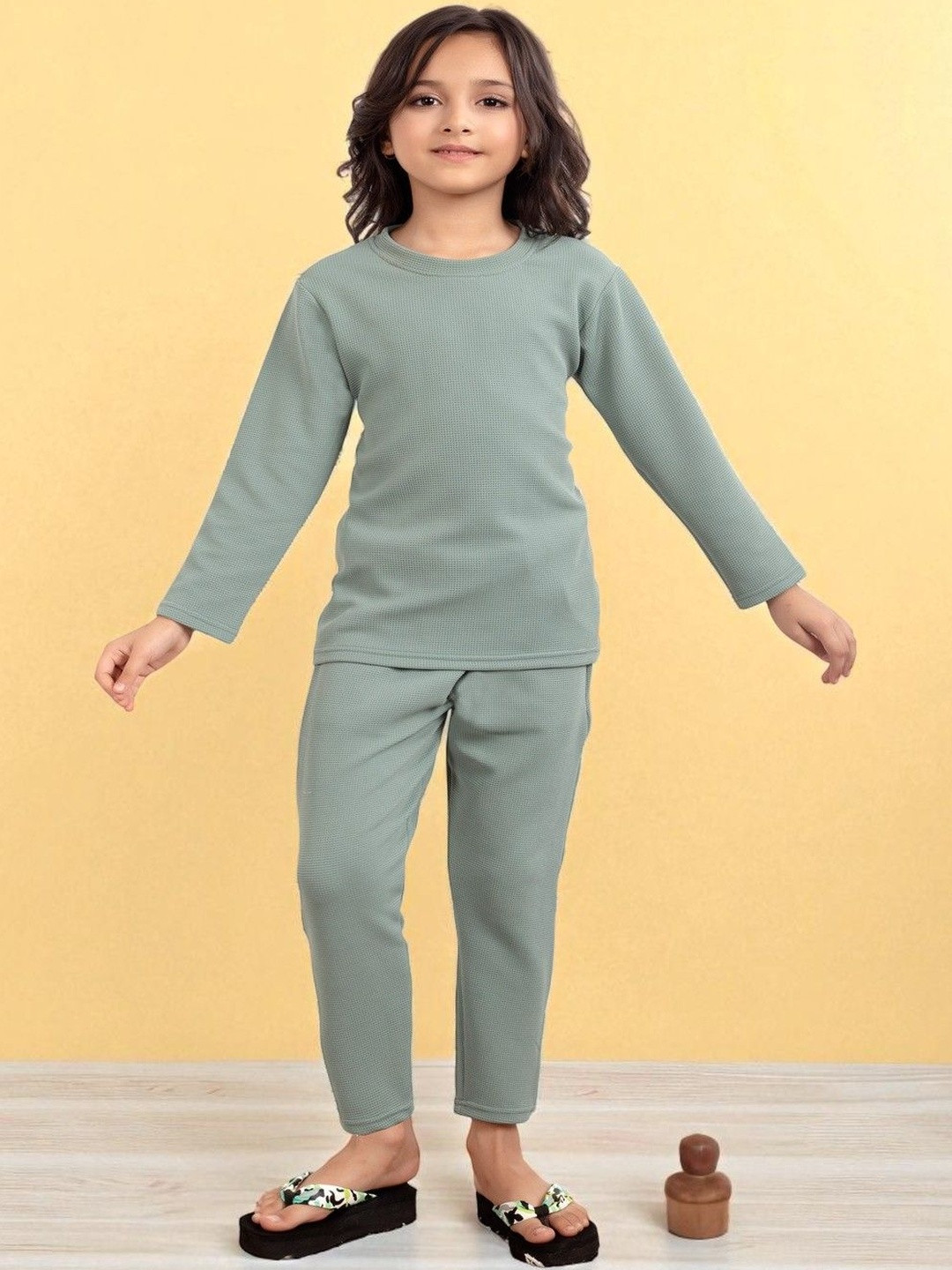 Club96 Girls Pure Cotton Round Neck Long Sleeves Night suit