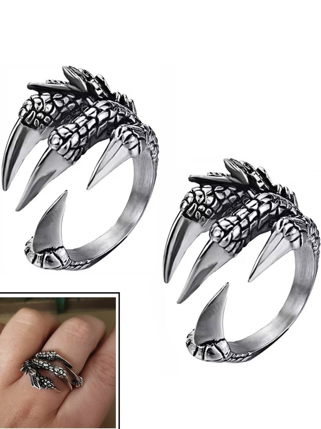 Teeragaj Set Of 2 Clone Shaped Adjustable Finger Ring