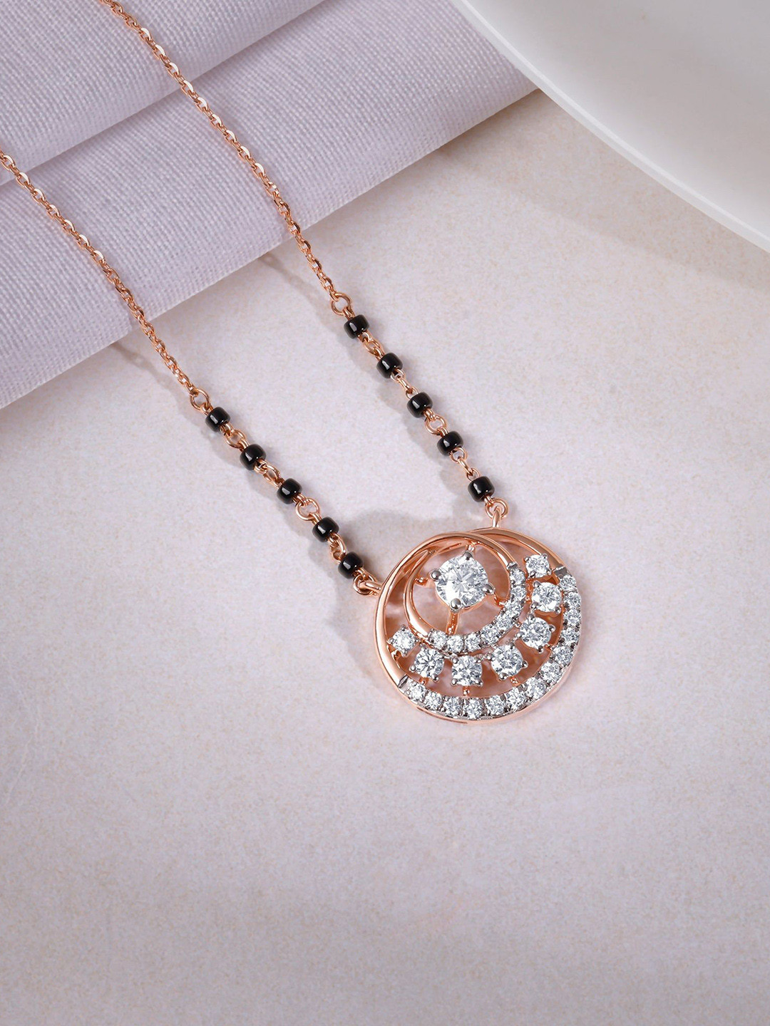 GIVA Rose Gold Pruthvi Diamond Mangalsutra-3.305 gms