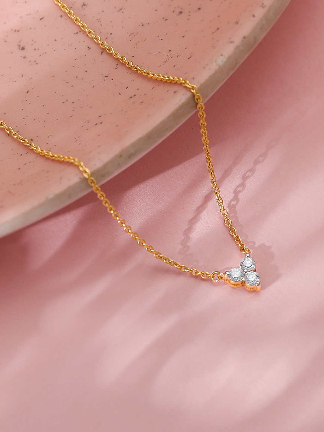 GIVA Gold Triple Circle Diamond Necklace-2.16 gms