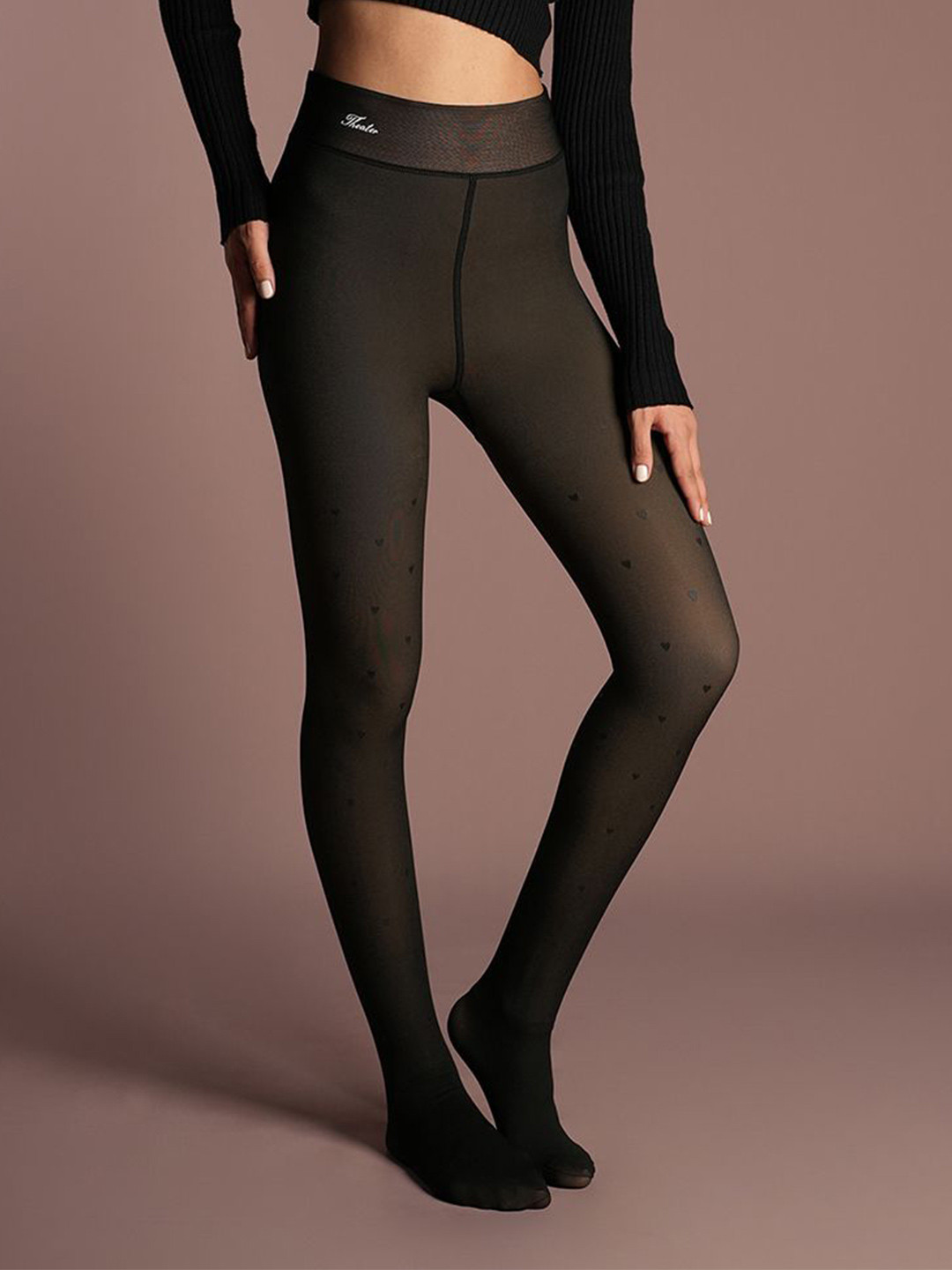 Theater Women Heart Patterned Semi Sheer Stretchable Stockings