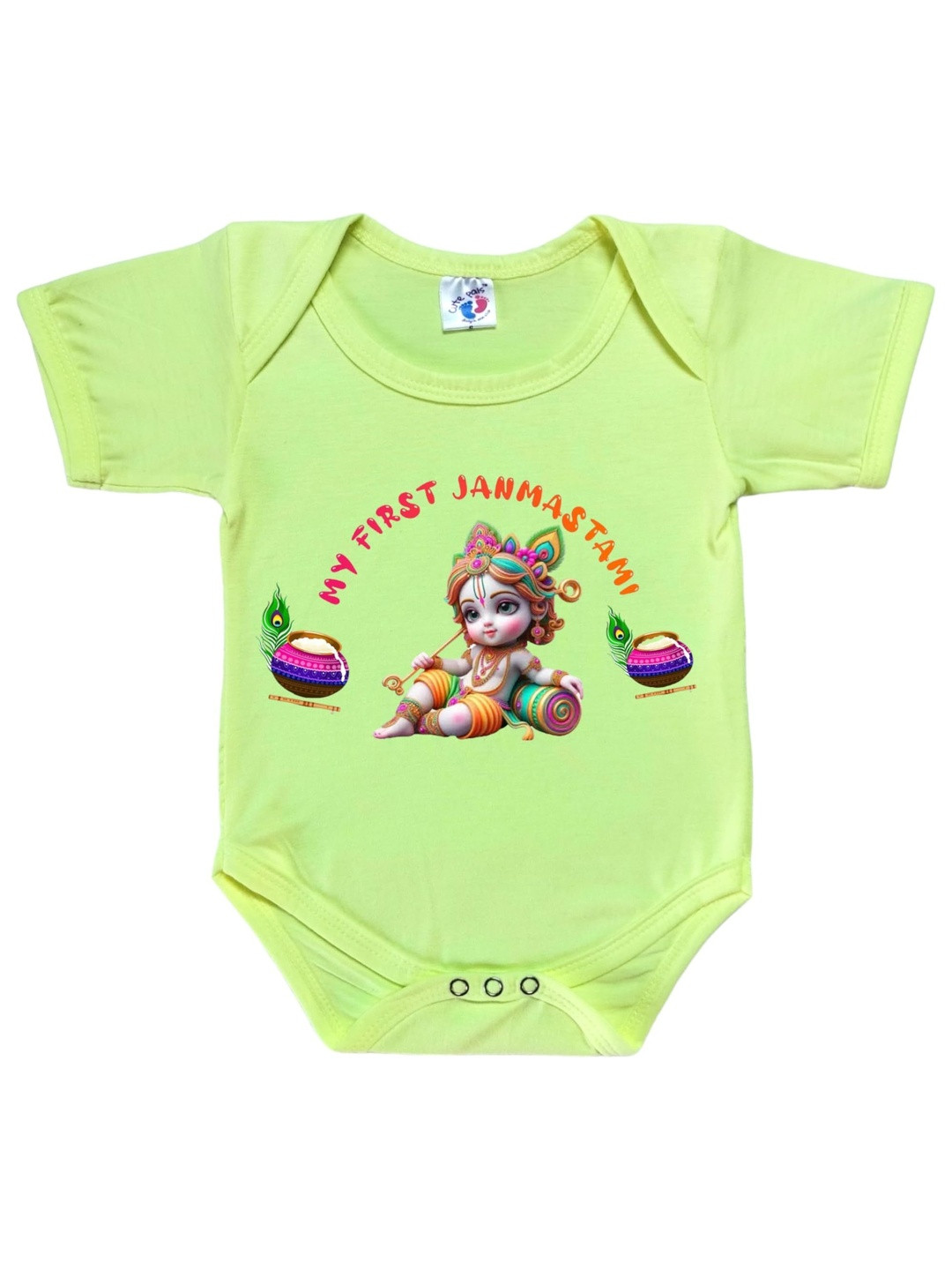 Cute Pals Kids Printed Cotton anmashtami Shree Krishna Birthday Romper Bodysuit