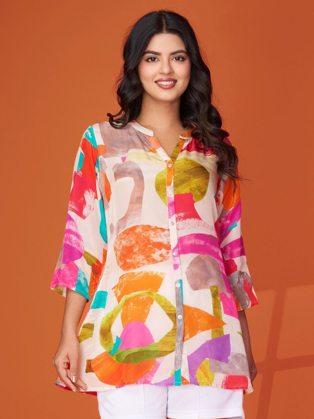 Kaftanize Women geometric pattern printed short Tunics