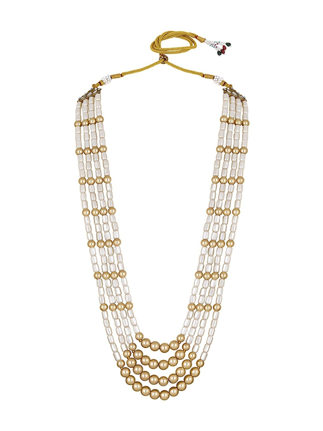 Oviya Gold-Plated Artificial Stones Studded and Beaded Layered Dulha Moti Mala