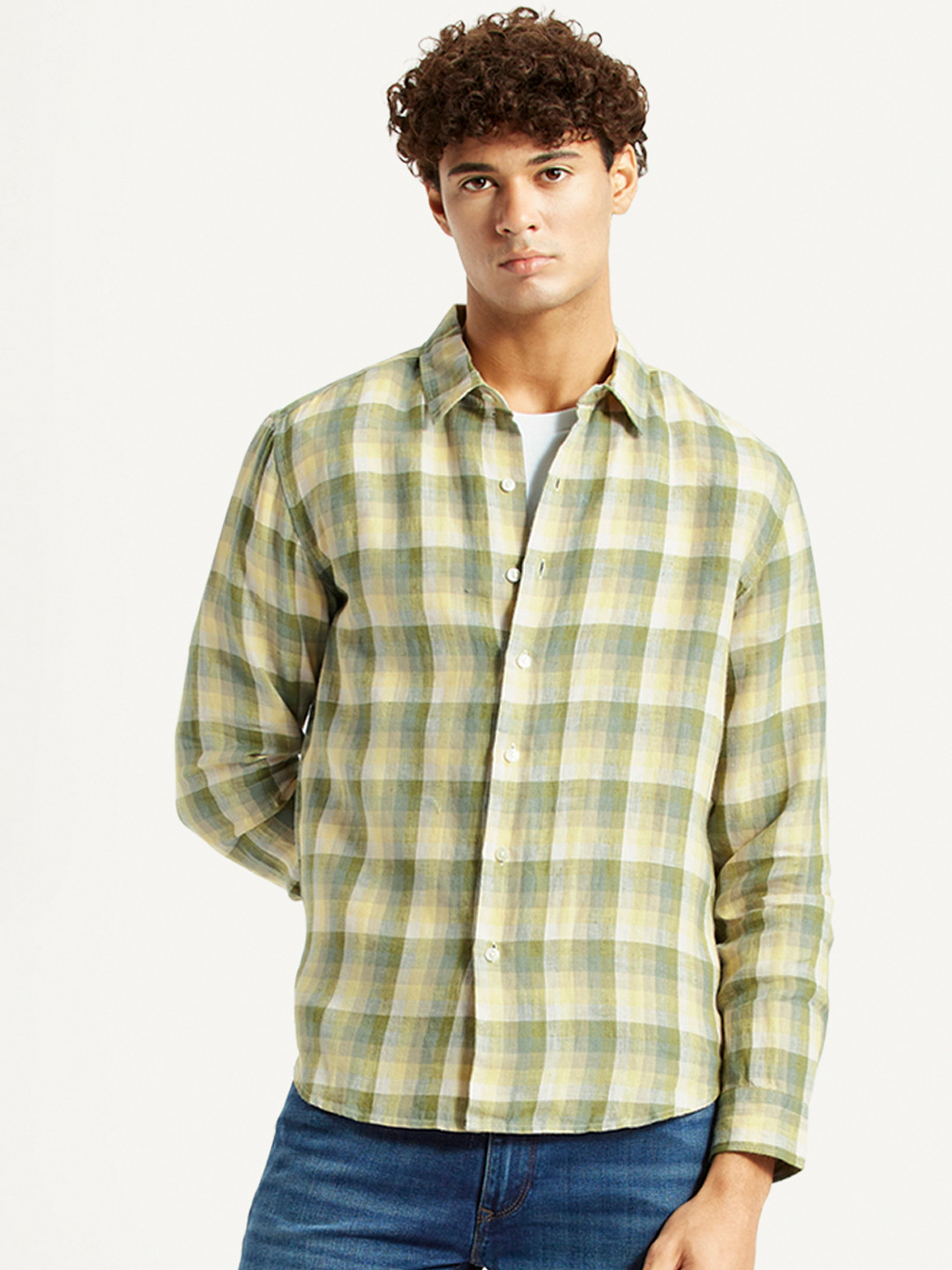 Levis Checked Classic Slim Fit Linen Casual Shirt