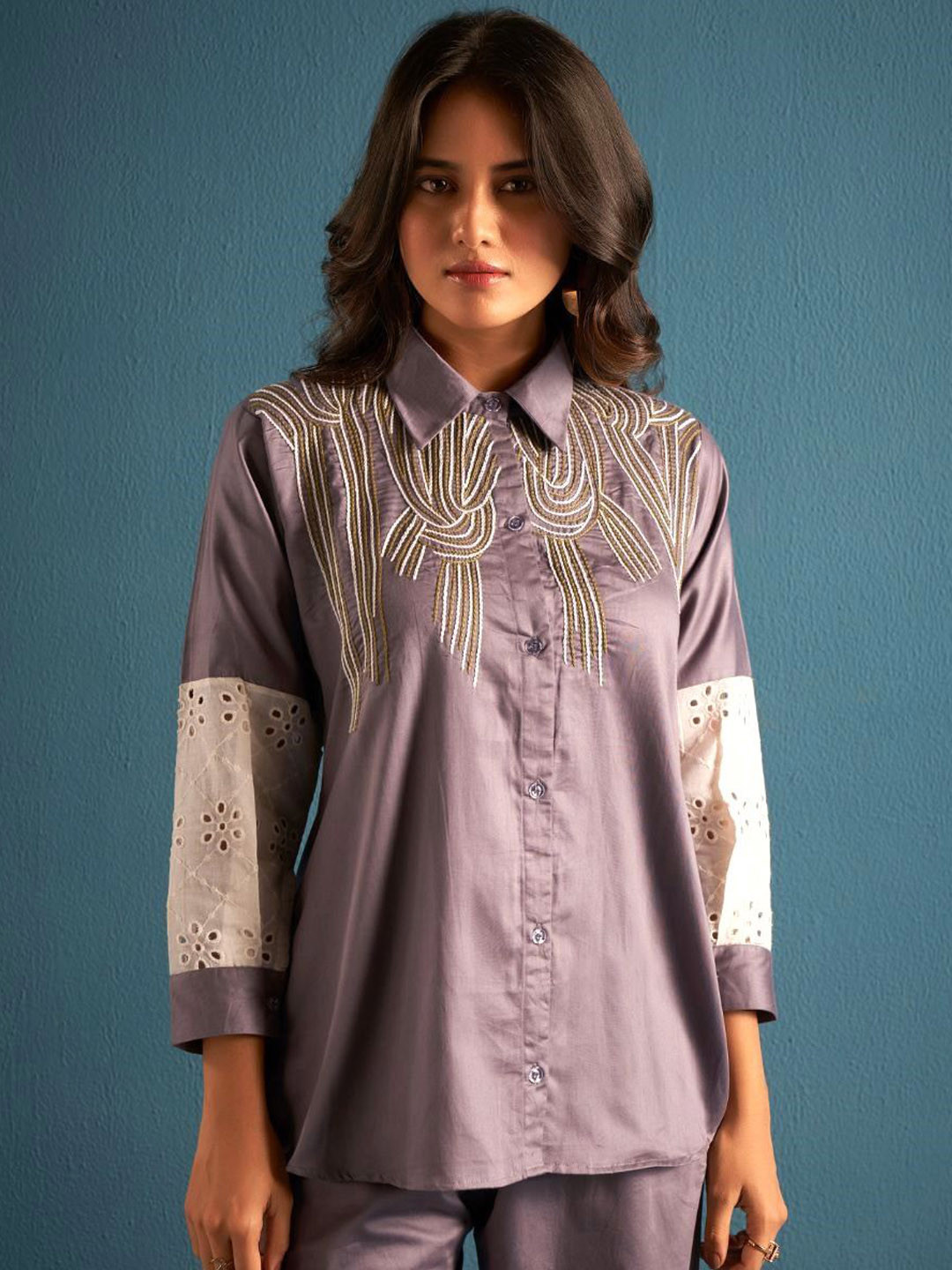 Kaftanize Embroidery Tunic With Trousers Co-Ords