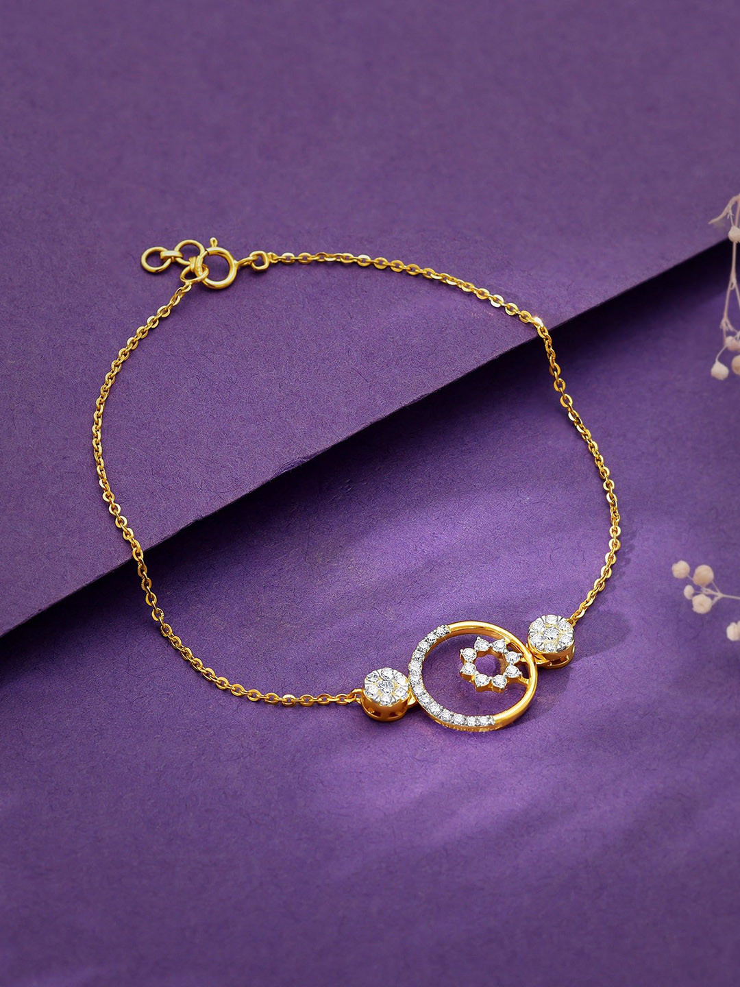 GIVA Women Gold Circular Magic Diamond Bracelet-2.729 gms