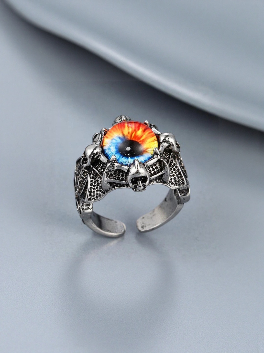 Teeragaj Set of 3Stainless Steel Leaf & Eye Finger Rings