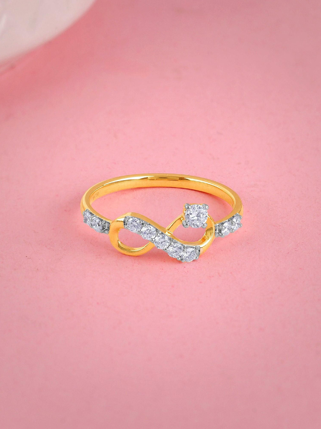 GIVA 18Kt Gold Bella Infinity Ring With 0.25 Carat Lab Grown Diamond-1.903 gms