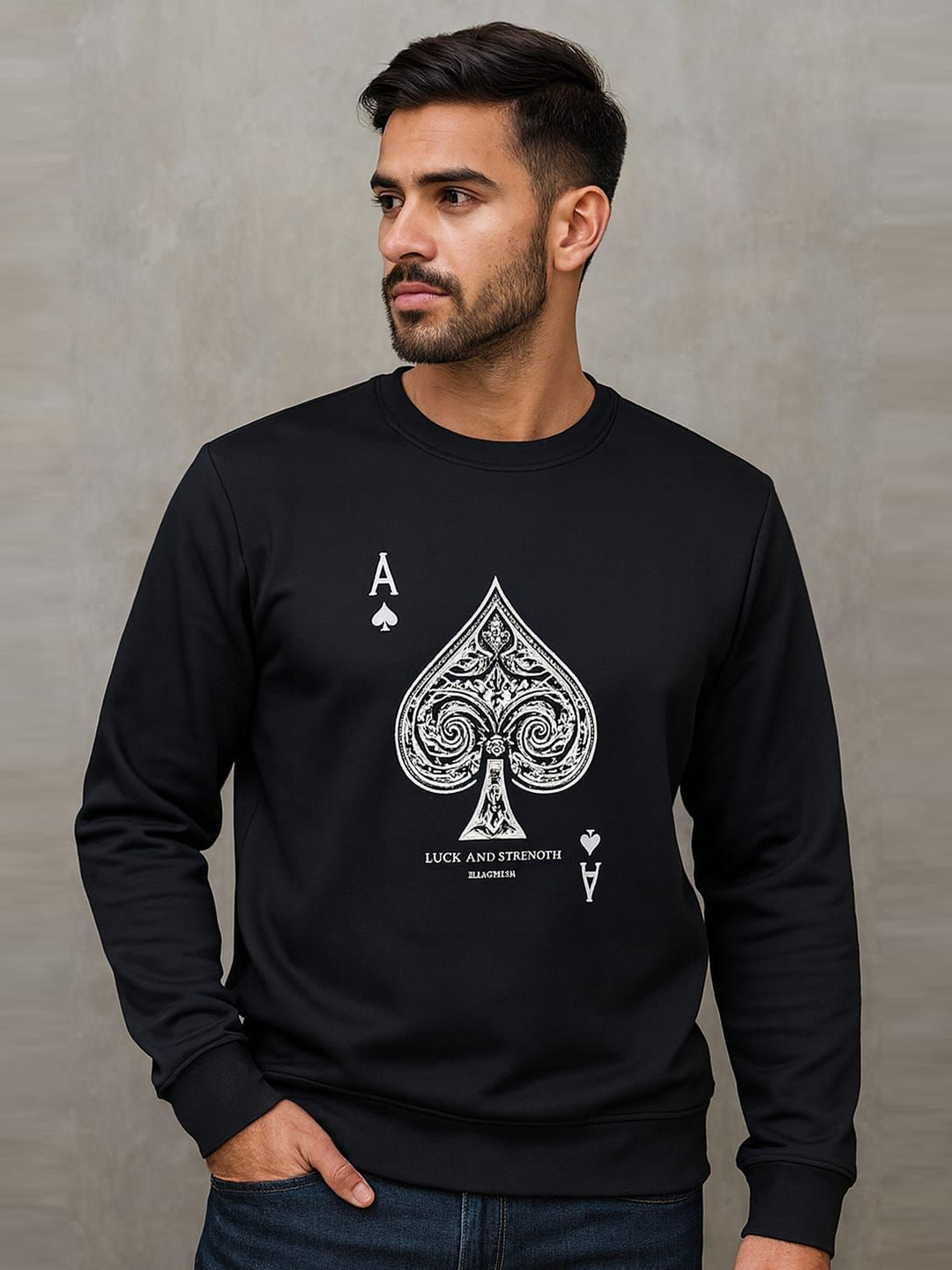 WILD ELEPHANT Men Graphic Printed Round Neck Long Sleeves Pullover Sweatshirt