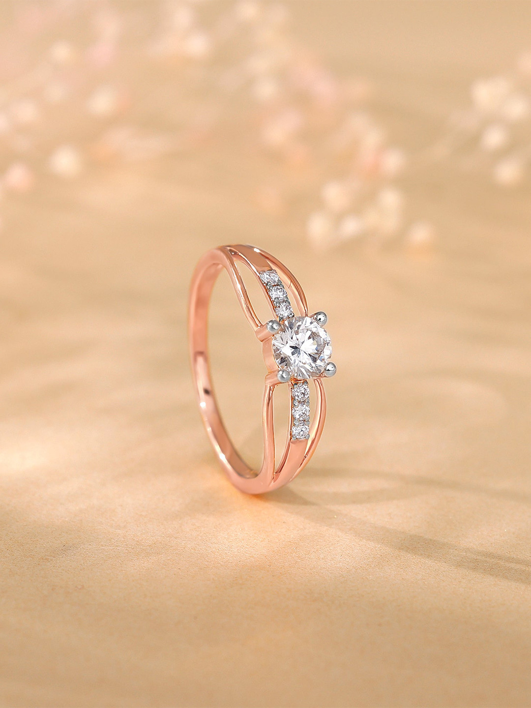 GIVA Rose Gold Empyrean Solitaire Diamond Ring-2.984 gms