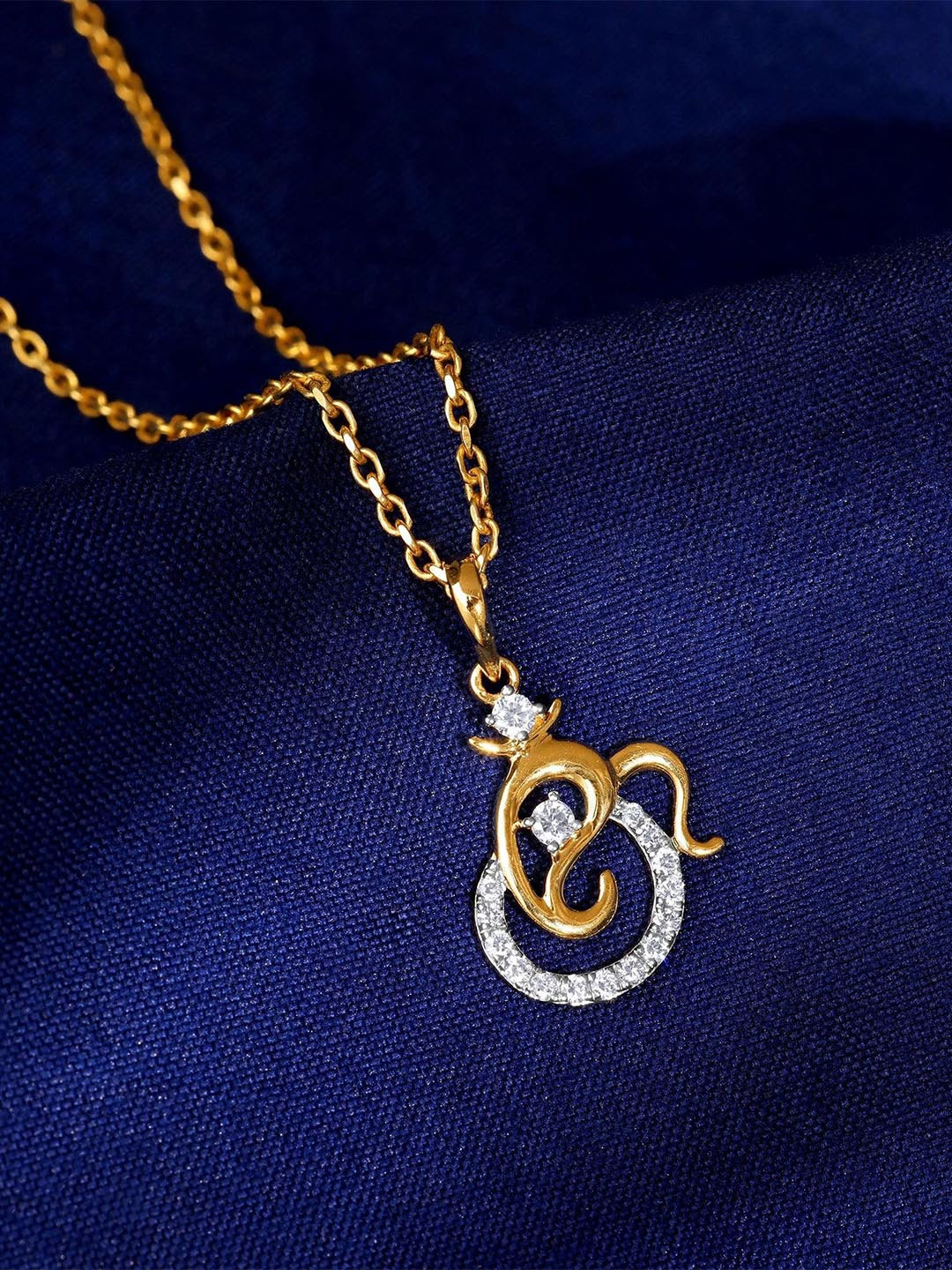 GIVA Women Gold Spiritual Ganesha Lab Grown Diamond Pendant