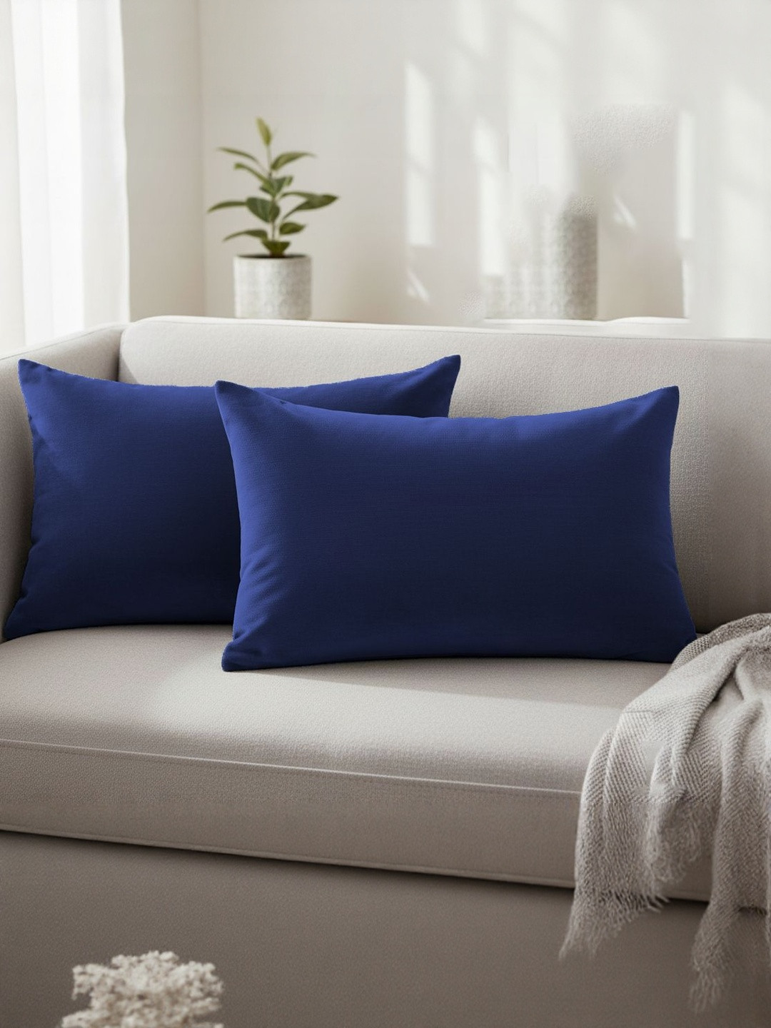 DADDY COOL Navy Blue 2 Pieces Velvet Rectangle Pillow Covers