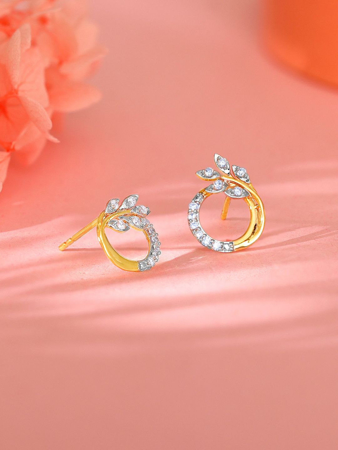 GIVA 14K Gold Corsage Diamond Earrings-1.5 gms