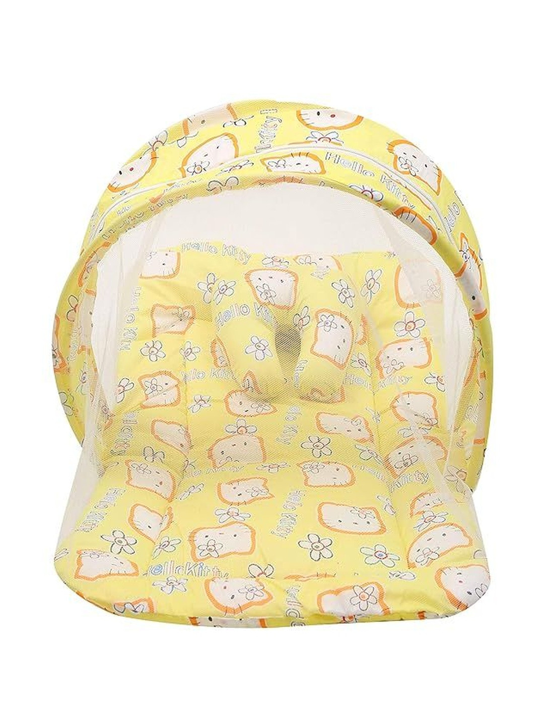 Fareto Infants Yellow & White Printed Pure Cotton Foldable Baby Bed Set