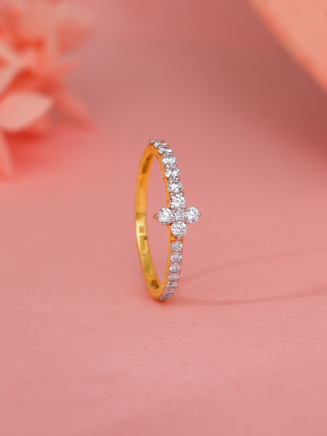 GIVA Women 18Kt Gold My Forever Tiara Diamond Ring-1.585 gms