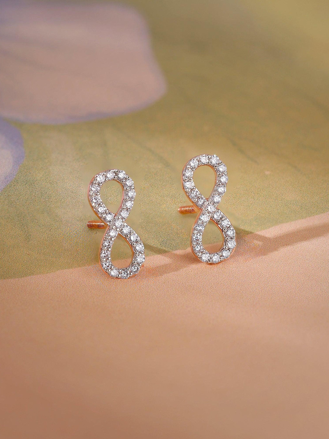 GIVA 14Kt Rose Gold Elara Lab Grown Stud Earrings Diamond-1.252 gms