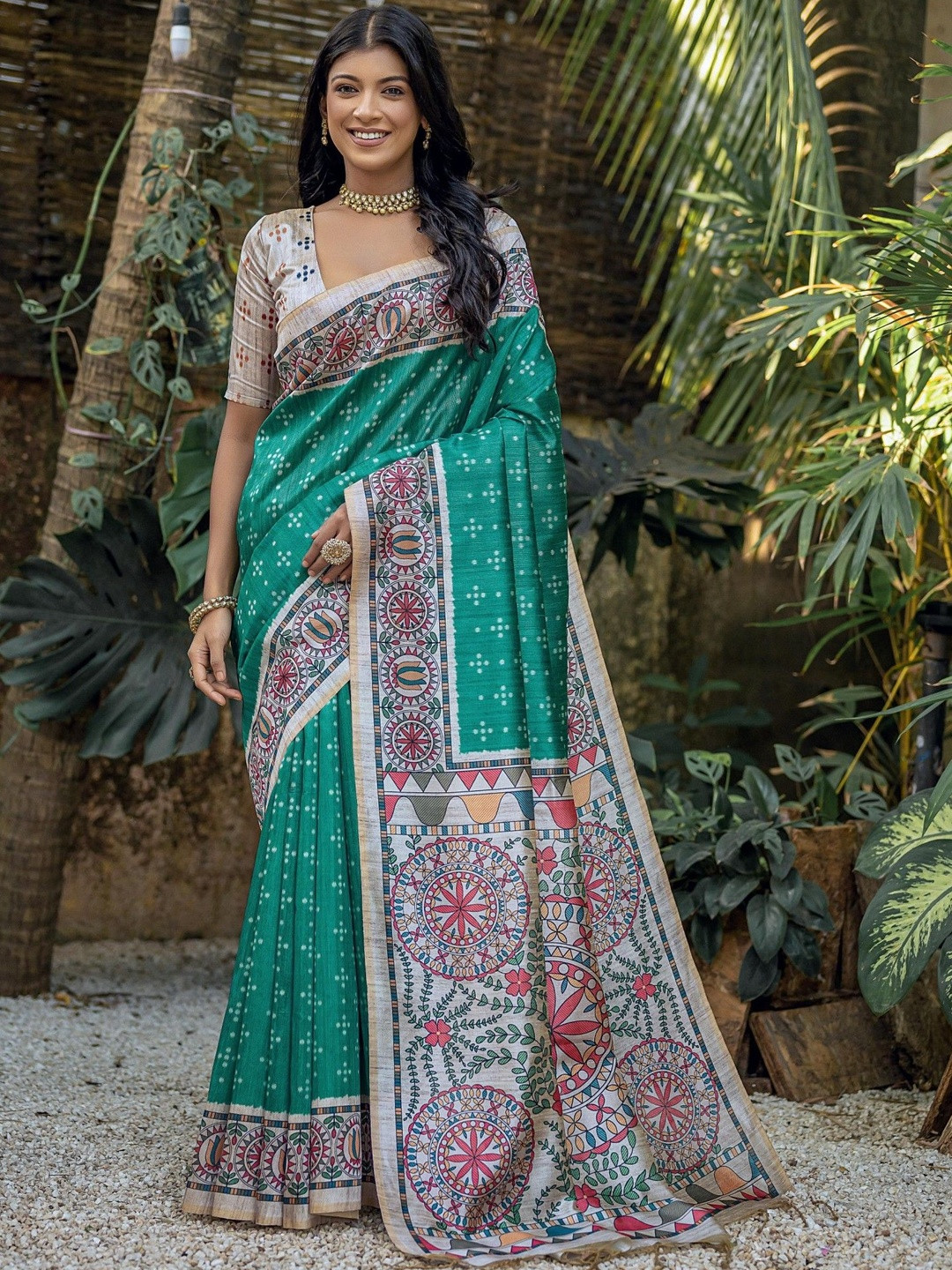 Peach Petals Ethnic Motifs Zari Art Silk Handloom Ilkal Saree