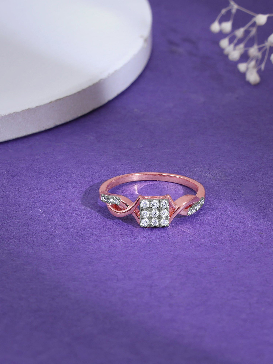 GIVA Rose Gold Infinity Diamond Ring-2.55 gms