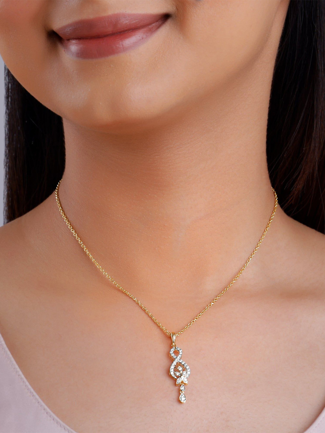 GIVA Gold Precious Infinity Diamond Pendant