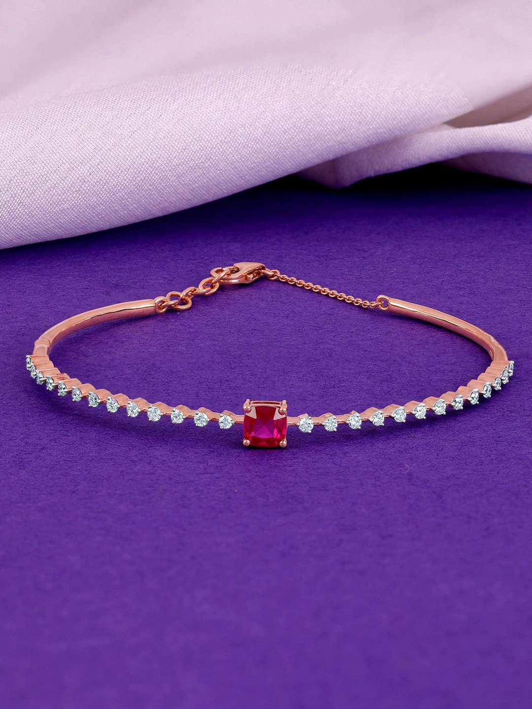 GIVA 14Kt Rose Gold Scarletta Diamond Bangle-5.23 gms