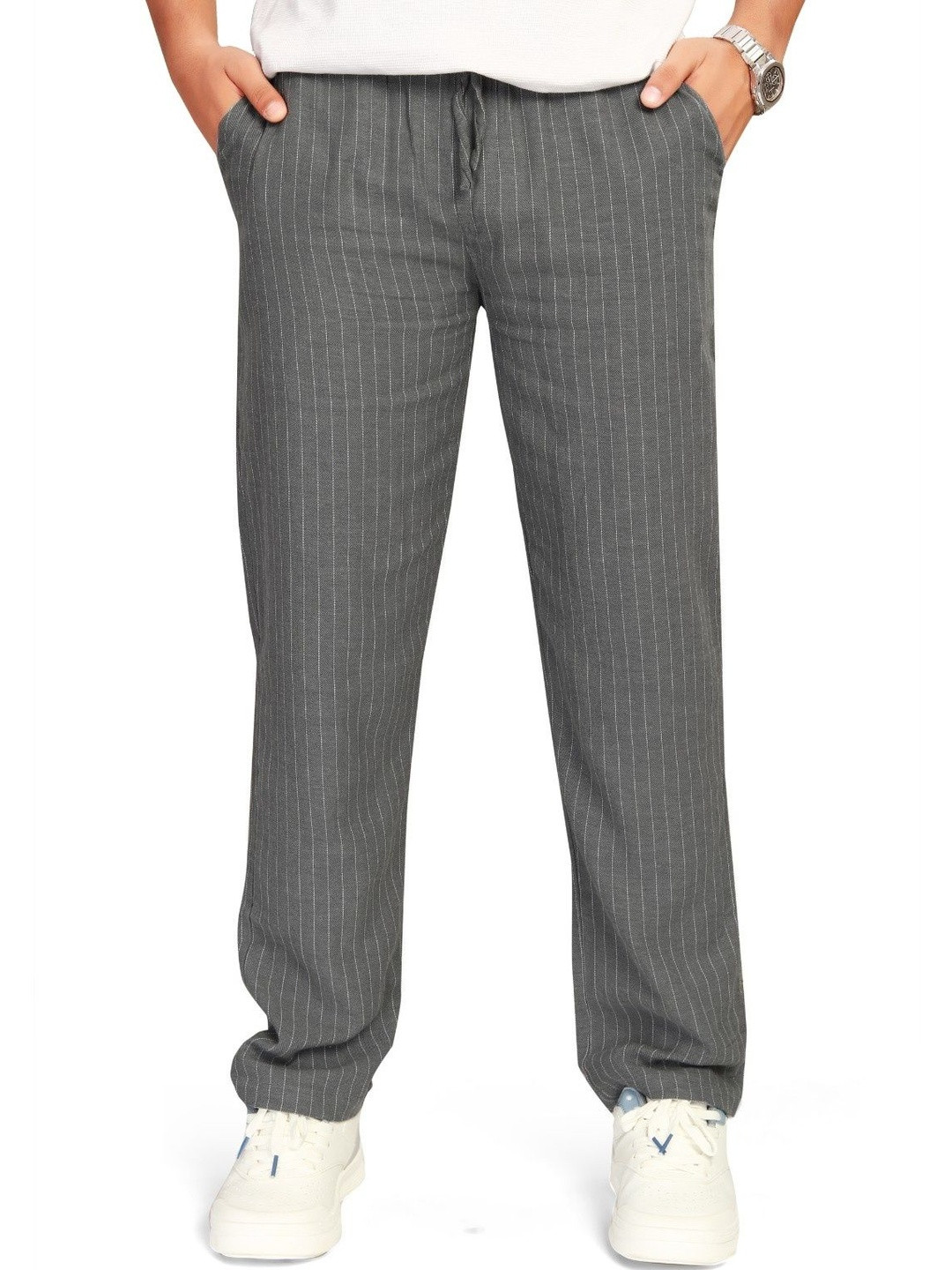 UNOseven Boys Striped Relaxed Straight Leg  No Fly Trousers