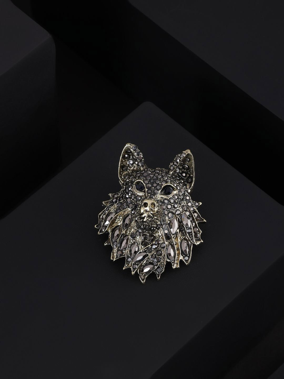 Alvaro Castagnino Gold-Plated Real Stones Studded Minimal Brooch