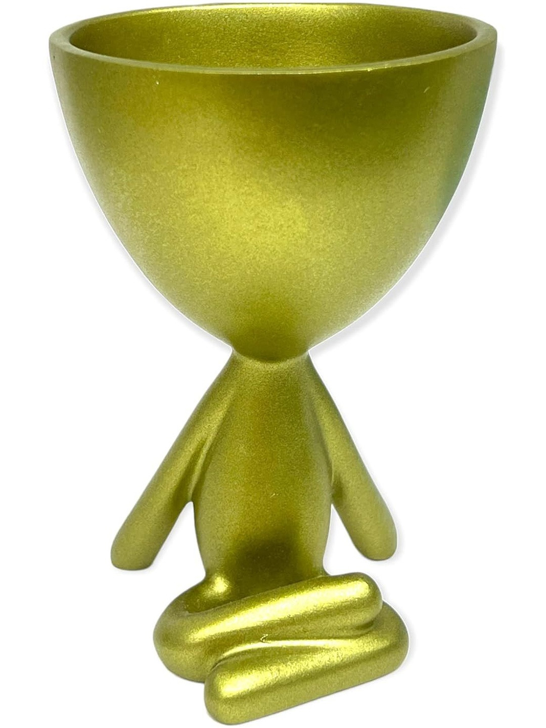 AUGEN Gold-Toned Meditating Cup Flower Pot Vase Stand Curio Showpiece