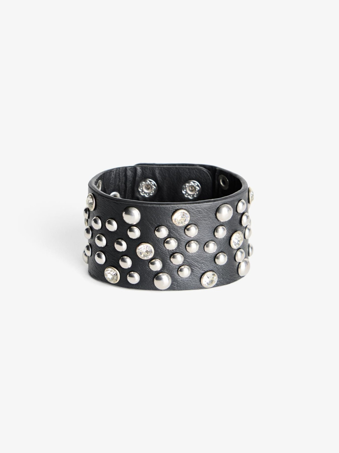 Bershka Metal Leather Effect Cuff Bracelet