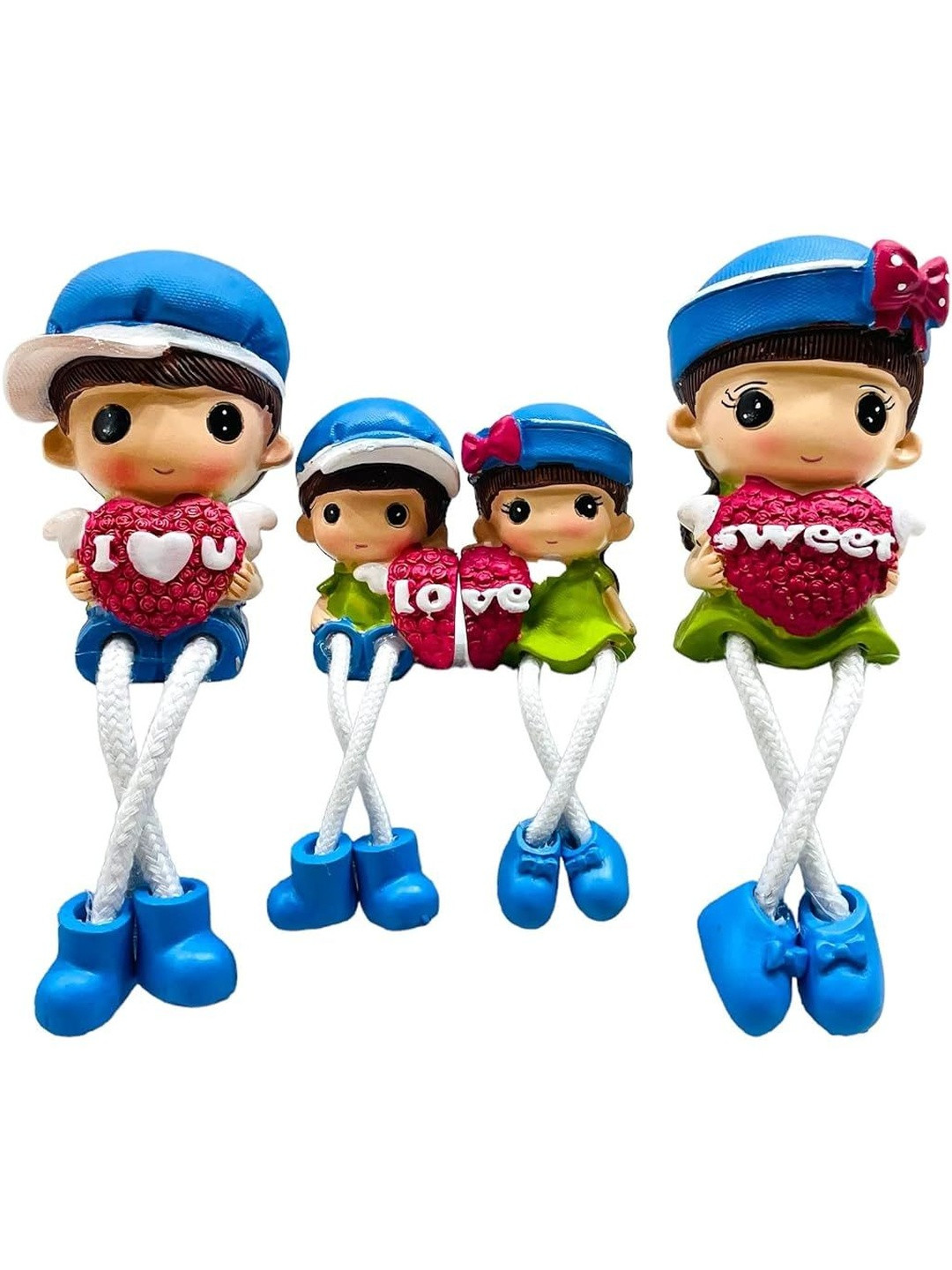 AUGEN Blue And Pink Sweet Love Family Figurine Showpiece
