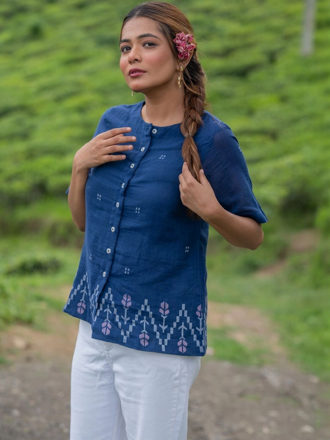Sutra Art of Clothing Print Ethnic Cotton Top